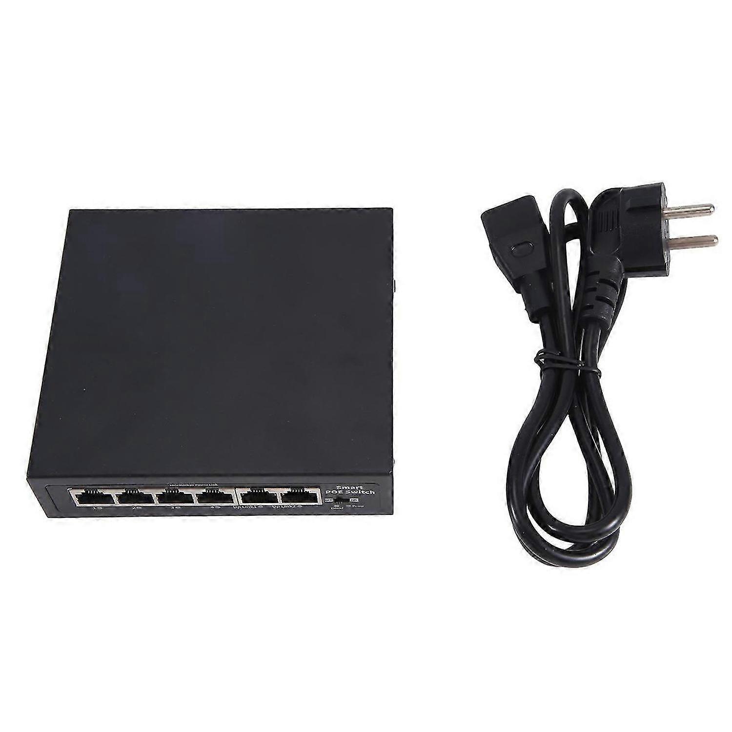 POE Switch 6Port 100Mbps Switch 4 PoE+2 UpLink for IP Camera EU Plug