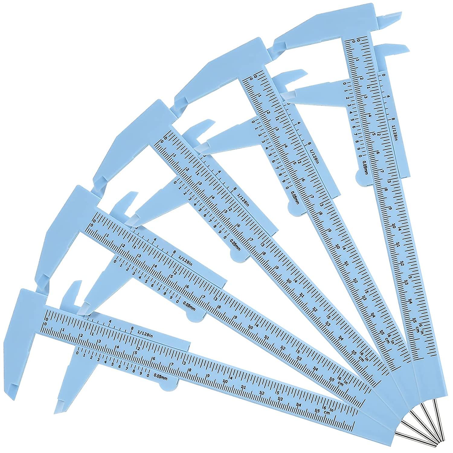 5 Pieces Eyebrow Measuring Ruler, Brow Mapping Ruler Tool, Mini Vernier Caliper Double Scale Plastic Ruler, Sliding Gauge Ruler for Microblading Eyebr