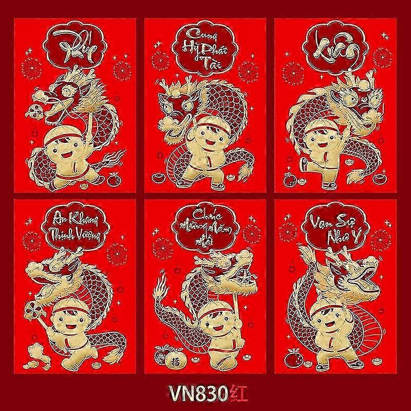 12pcs Money Red Pockets Chinese Lucky Money Envelopes 2024 Year Red Envelopes Cash Envelopes