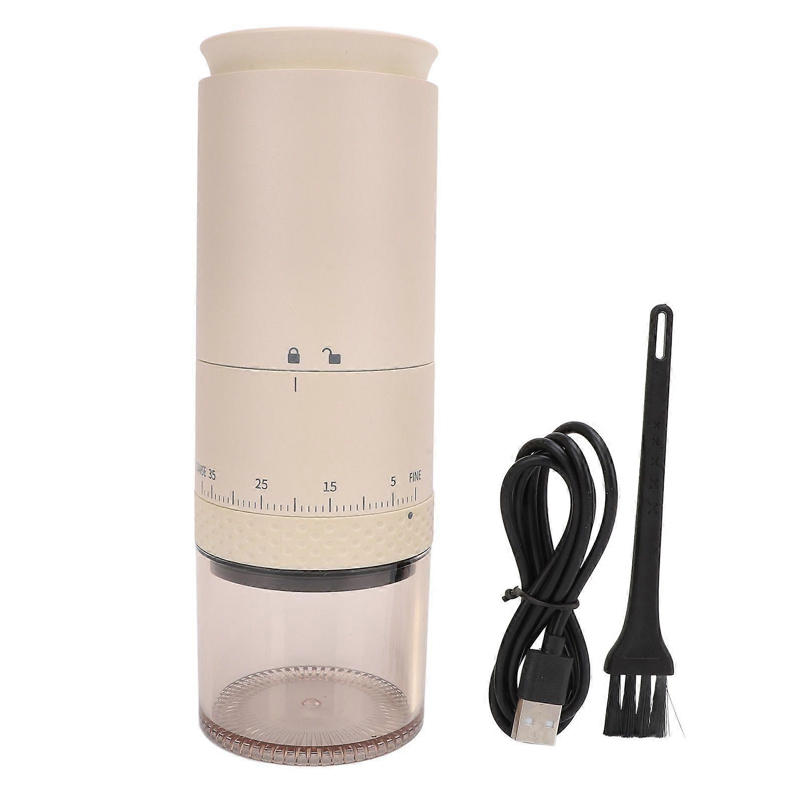 One Touch Coffee Grinder 110ml Powder Capacity Removable Chamber 38 Speeds USB Rechargeable Coffee Grounder Mill Beige