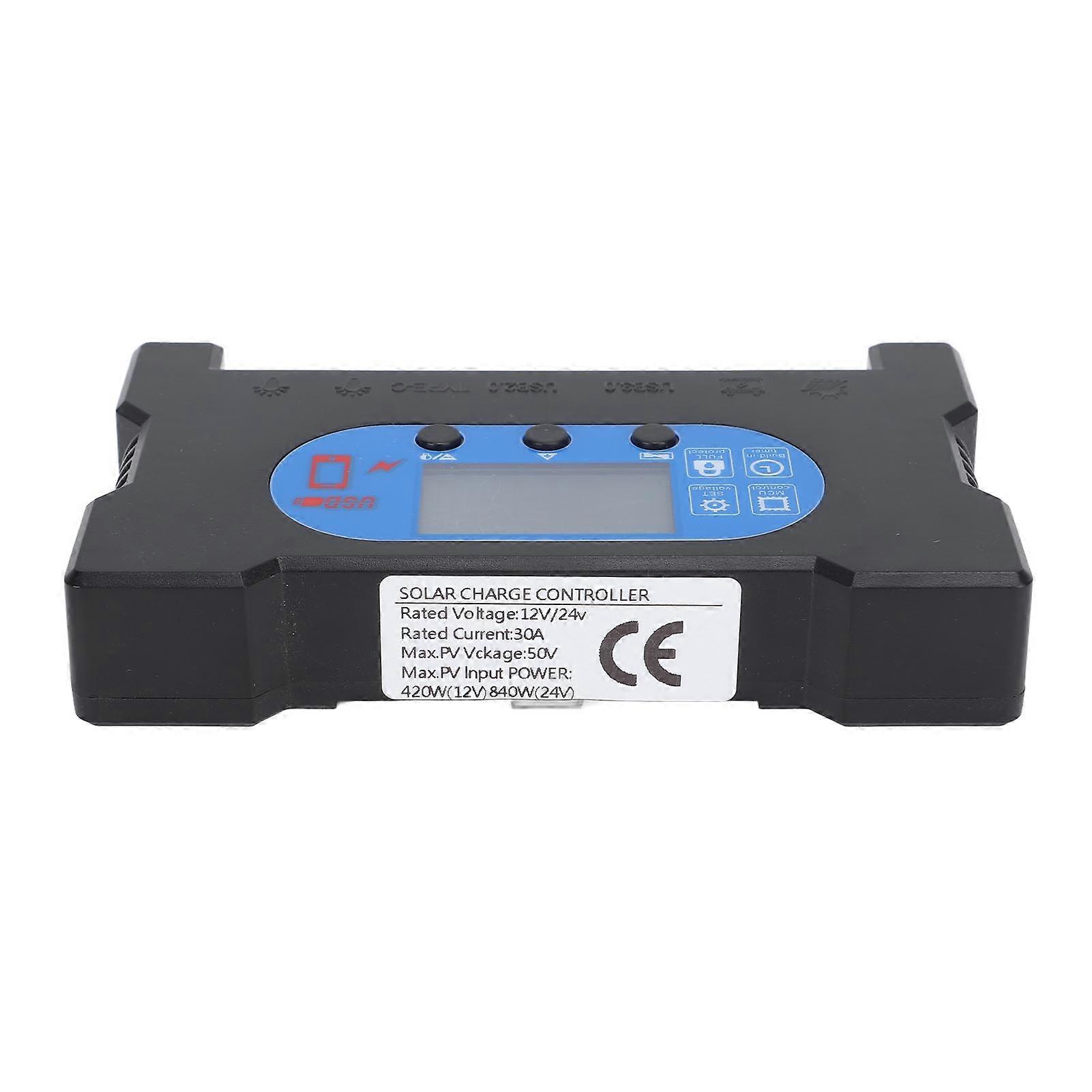 Solar Controller 30A HD Display Dual USB Type-C Fast Charge