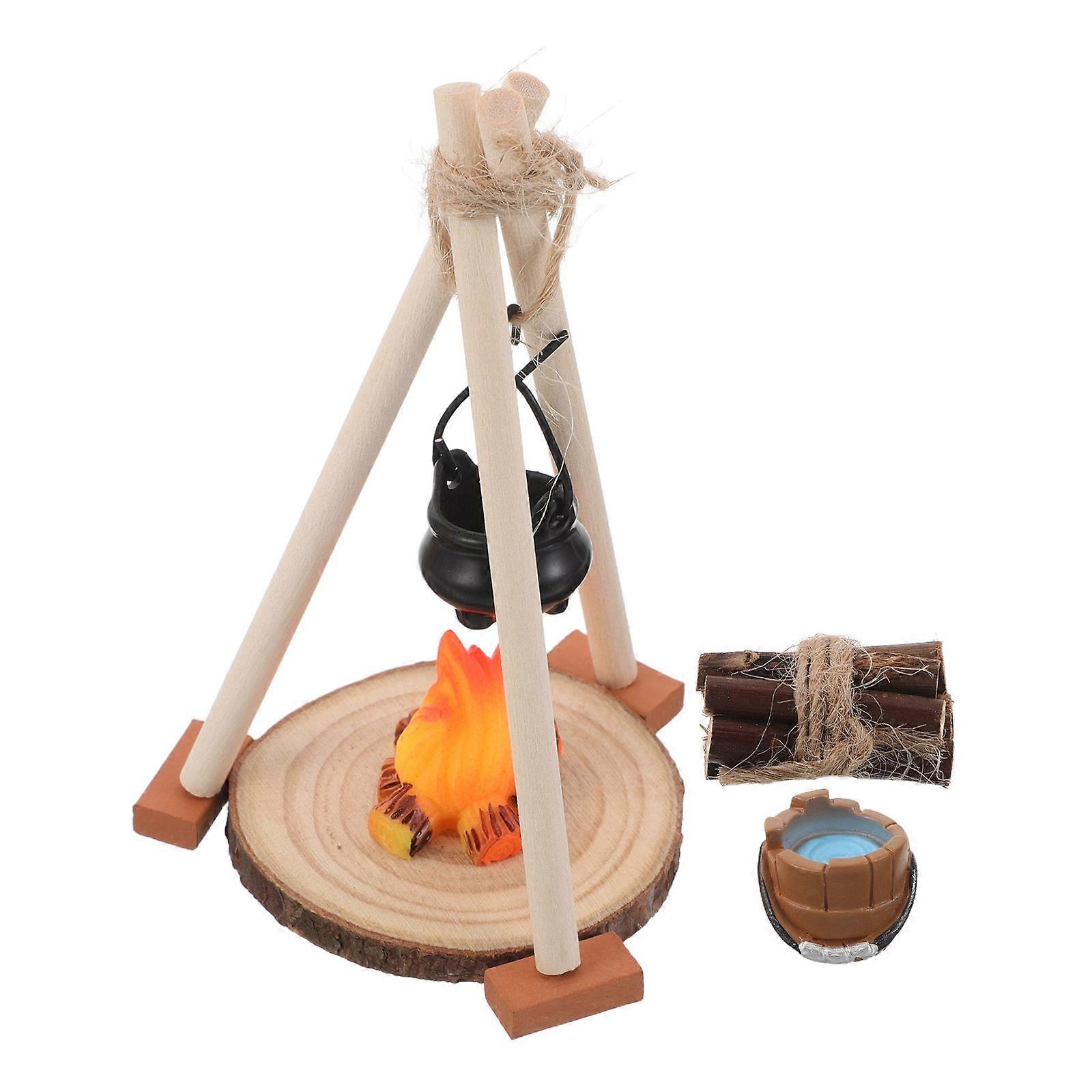 Mini Bonfire Pit Dollhouse Campfire for Decoration 3Sets Hanging Pot
