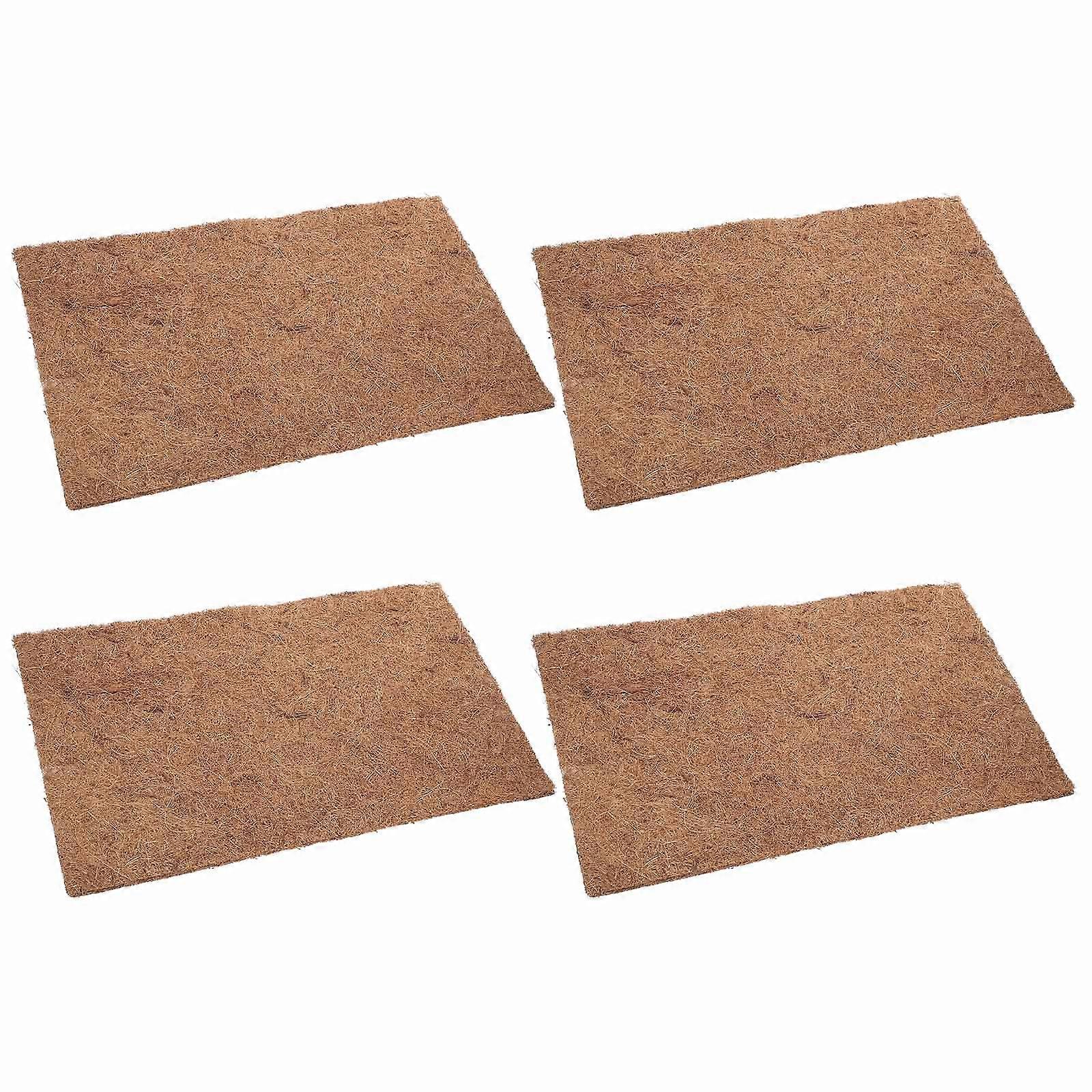 Reptile Carpet 4Pcs Natural Coconuts Fiber Mat For Bearded Dragon Tank Accessories Comfortable Environment Coffee Color 50X30X0.8CM