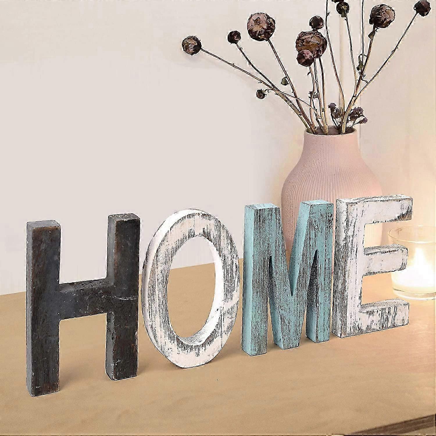 Home Sign Home Decor Signs, Teal Wall Decor Home Wooden Letters for Wall Decor Rustic Home Sign Turquoise