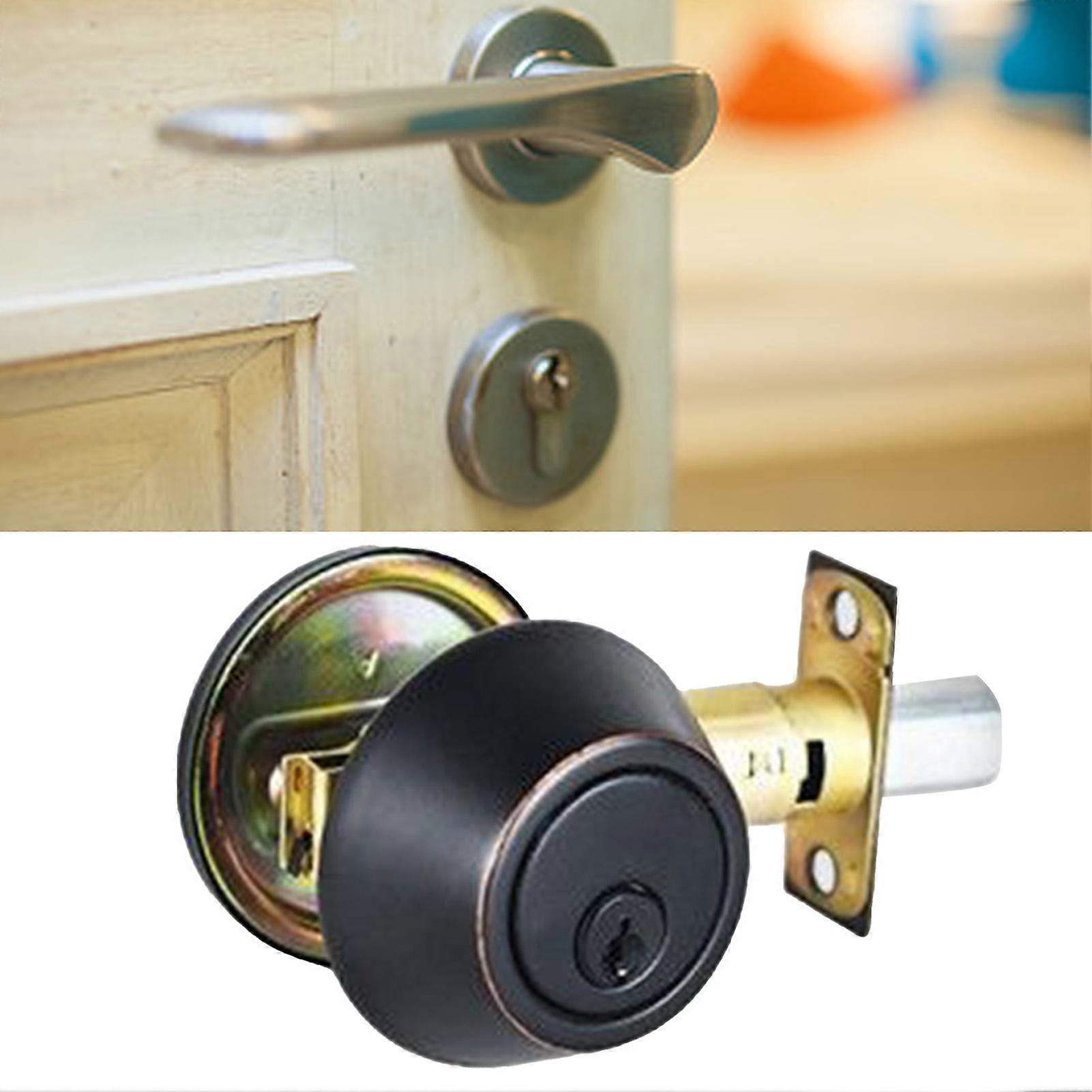 Universal Ball Door Knob Black, Keyed Interior, 3-5cm Thick