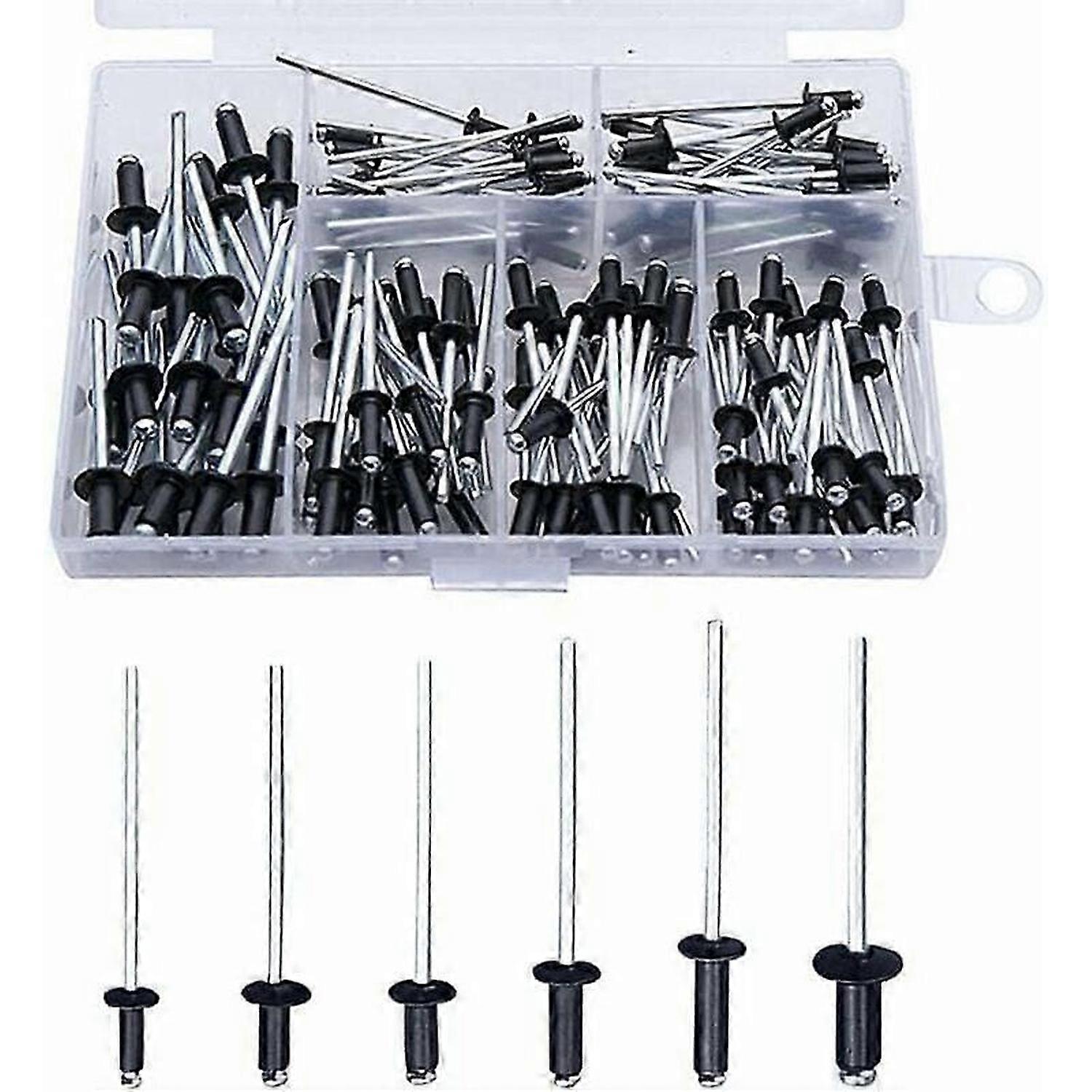 Black Rivet 120 Pieces Blind Rivets Rivets with Box Aluminum Rivet Pop Rivet Pop Rivets Assortment Round Open Rivets Aluminum Blind Rivets Dome Head R