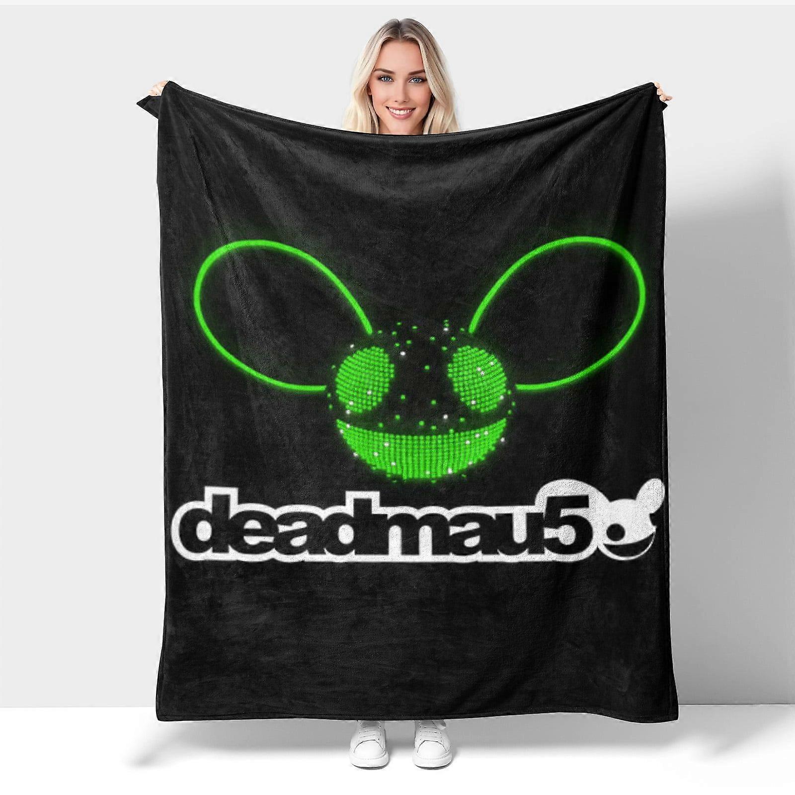 v18 Deadmau5 Trykt fortykket dobbeltsidig fløyelsteppe, behagelig og mykt for sofa, tykt vinterteppe til soverom, stue jk18