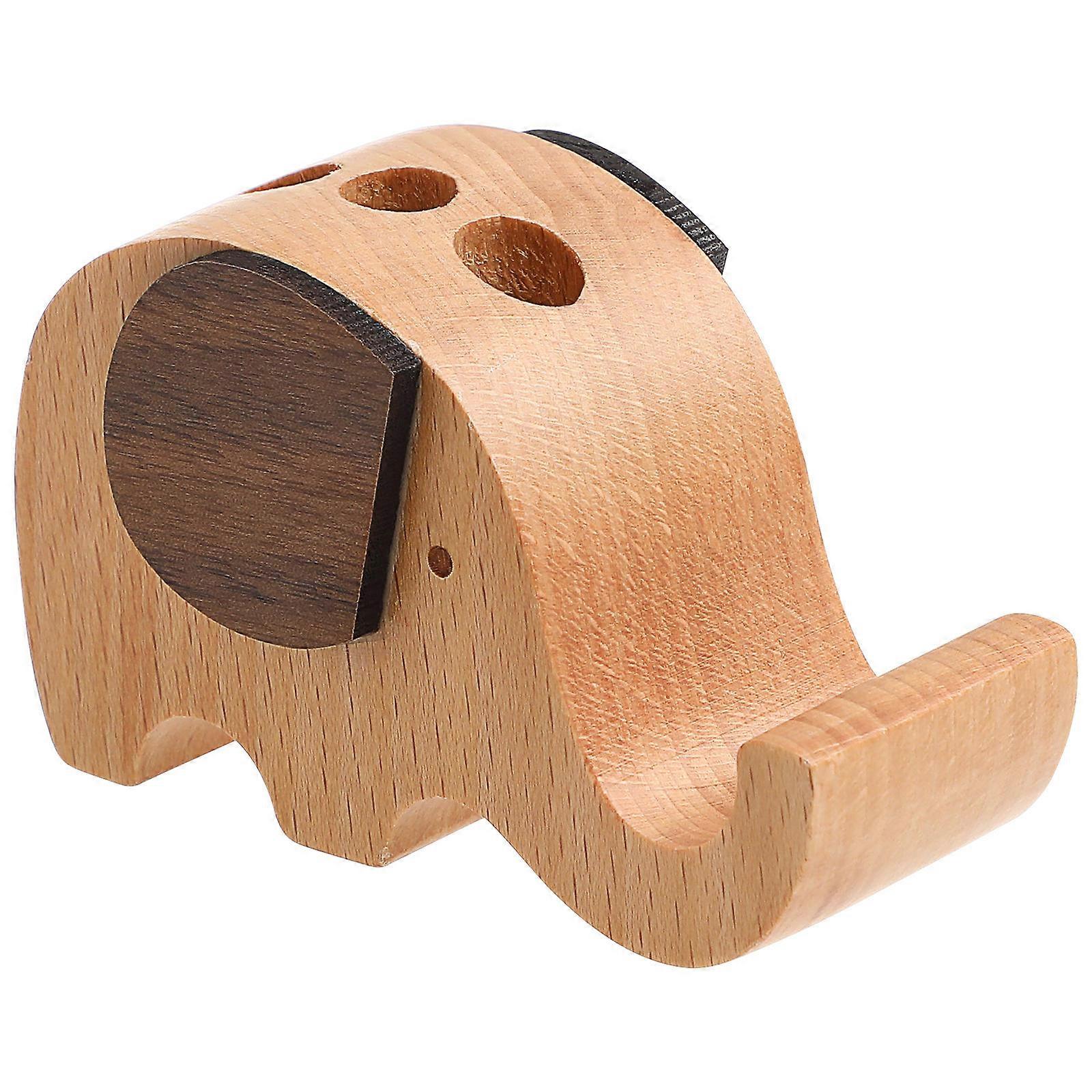 Brown Elephant Pen Holder Multifunctional Desk Organizer 2Pcs Set