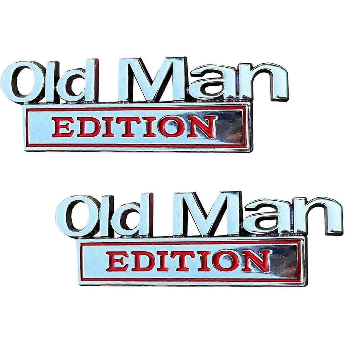 2PCSOld Man Edition Car Emblem 3D Metal Sticker Badges Old Man Addition Car Emblem Waterproof Rustp