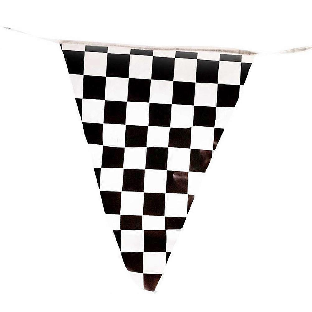 Black and White Checker Bunting Banner for Birthday Party 38Pcs Flags