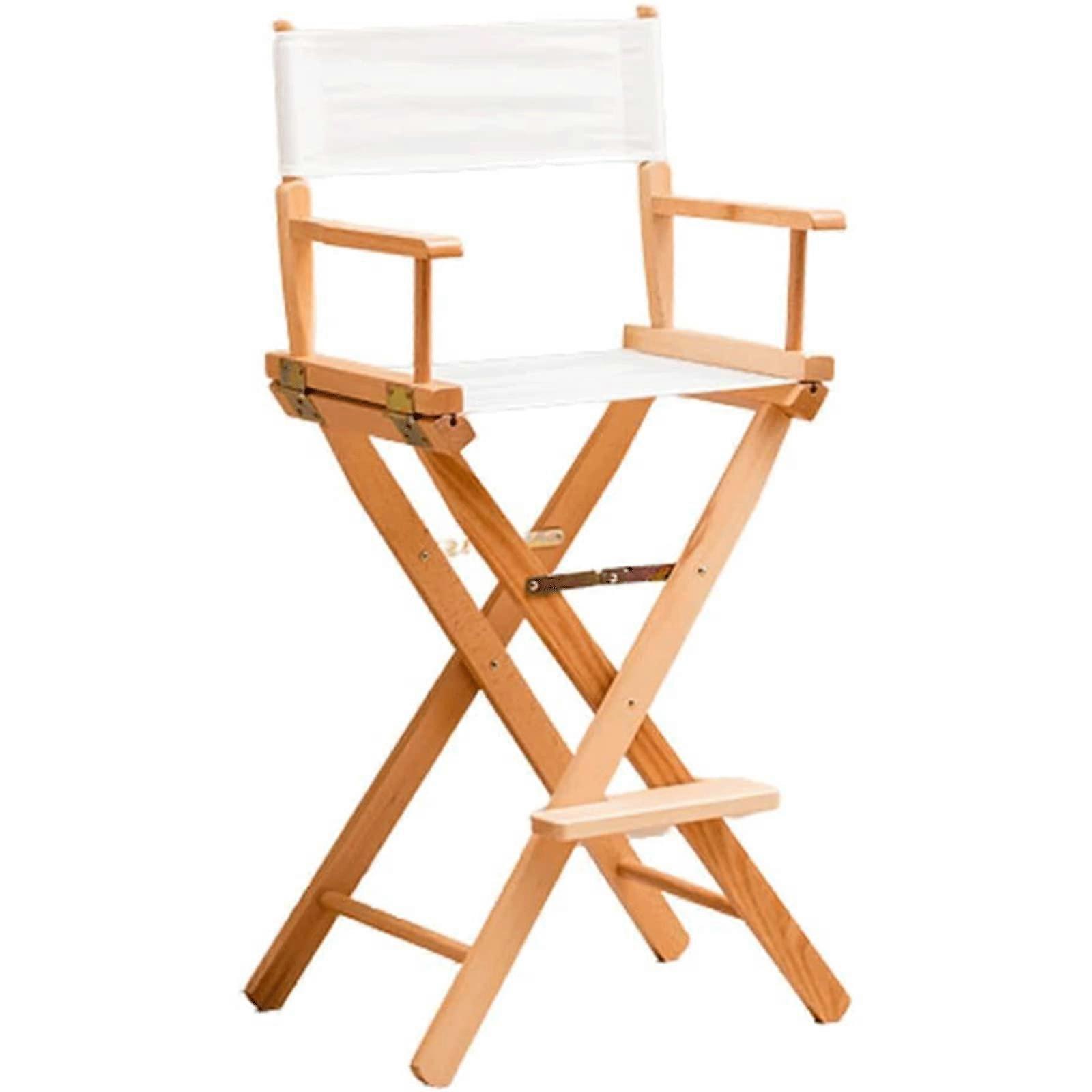 Office Chair Canvas Backrest Beech Wood Frame Collapsible Portable Armrest Folding Chair 45X21X16In
