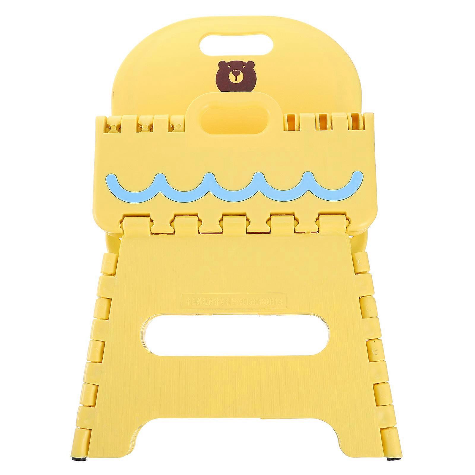 Plastic Folding Stool Yellow for Home Use Smooth Open Close Feature