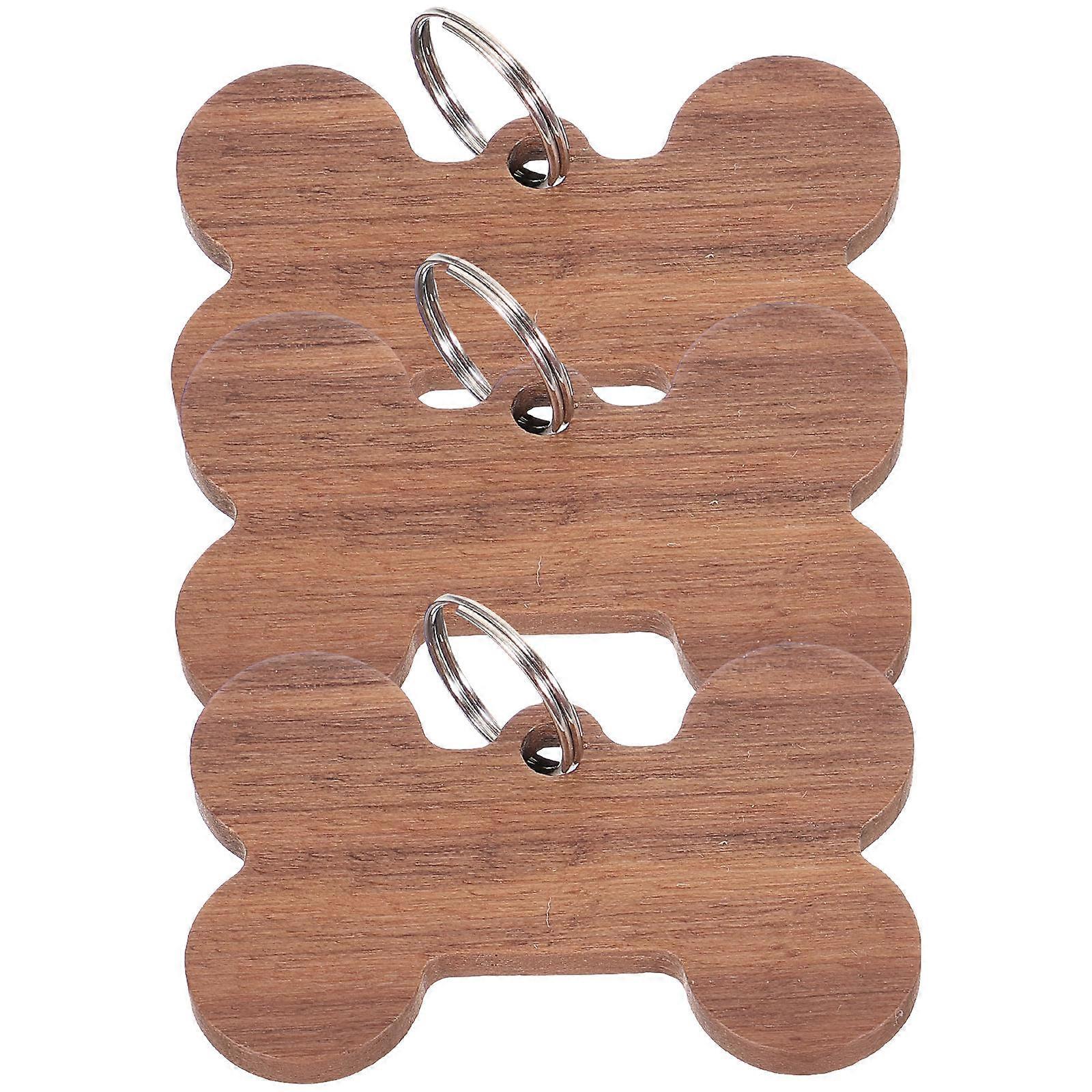 Pet Name Tags For Cat And Dog Identification Simple Appearance Wood Material 6Pcs