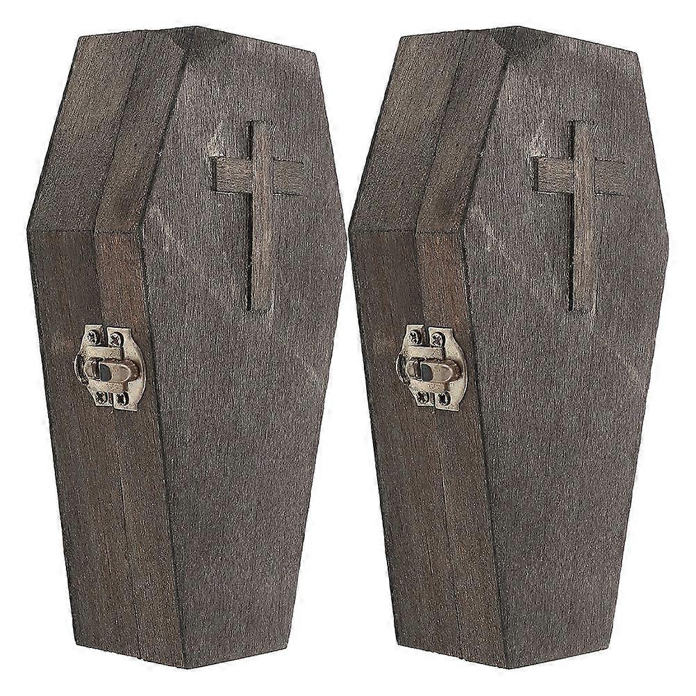 Unique Design Halloween Wooden Coffin Box Versatile Use 6Pcs For Jewelry And Candy Storage