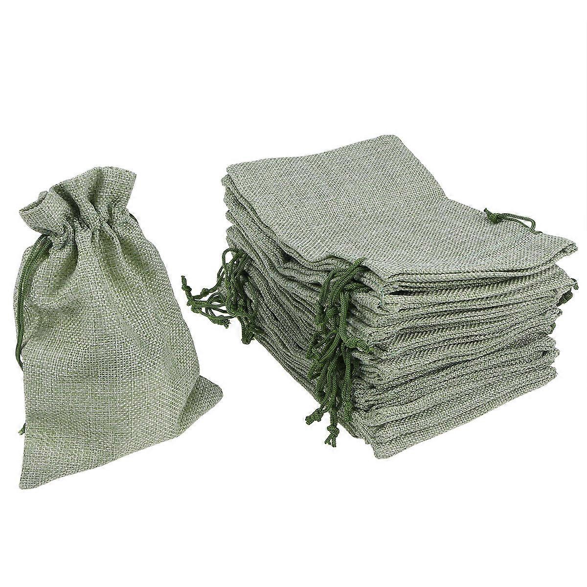 Mini Green Jute Drawstring Bags Burlap Bags for Packaging 72Pcs