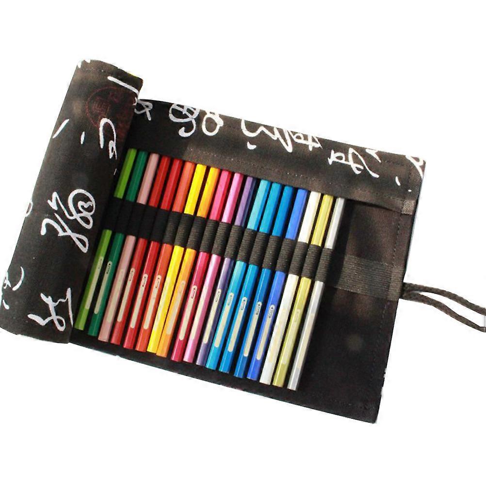 Calligraphy Pencil Storage Organizer Canvas Roll Wrap for 2Pcs