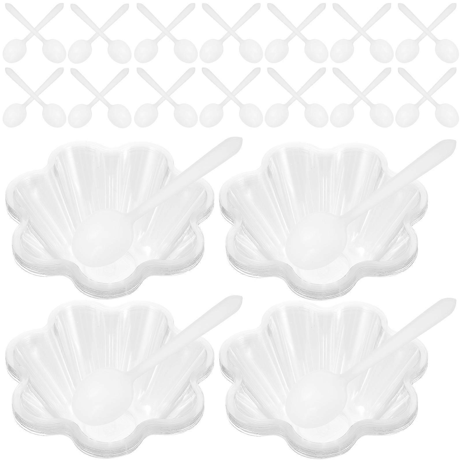 Plastic Ice Cream Cup Bowls Assorted Color For Friends 250ml 100 Bowls 100 Spoons