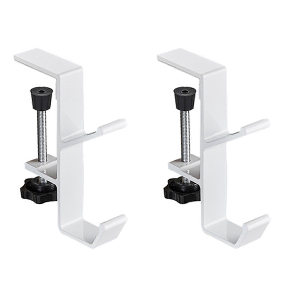 2pc Adjustable Desk Edge Hook Gaming Headset Desk Hanger White