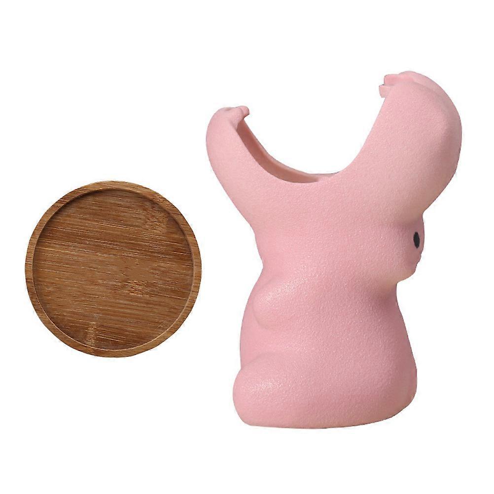 Lovely Ceramic Flower Pot for Desktop Decoration 4Pcs Pink Set