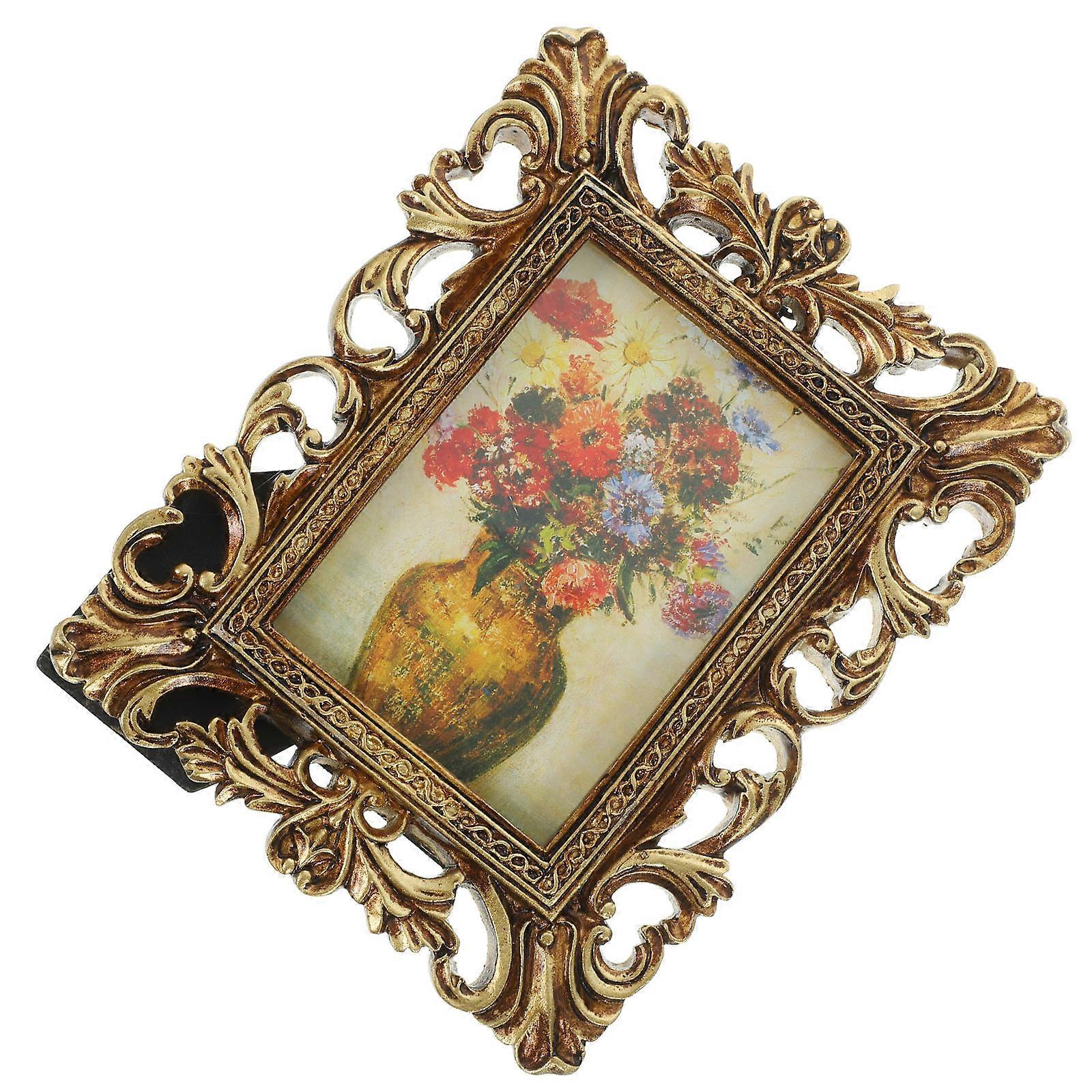 Antique Style Picture Frame Resin for Tabletop Display 5Pcs Dark Brown
