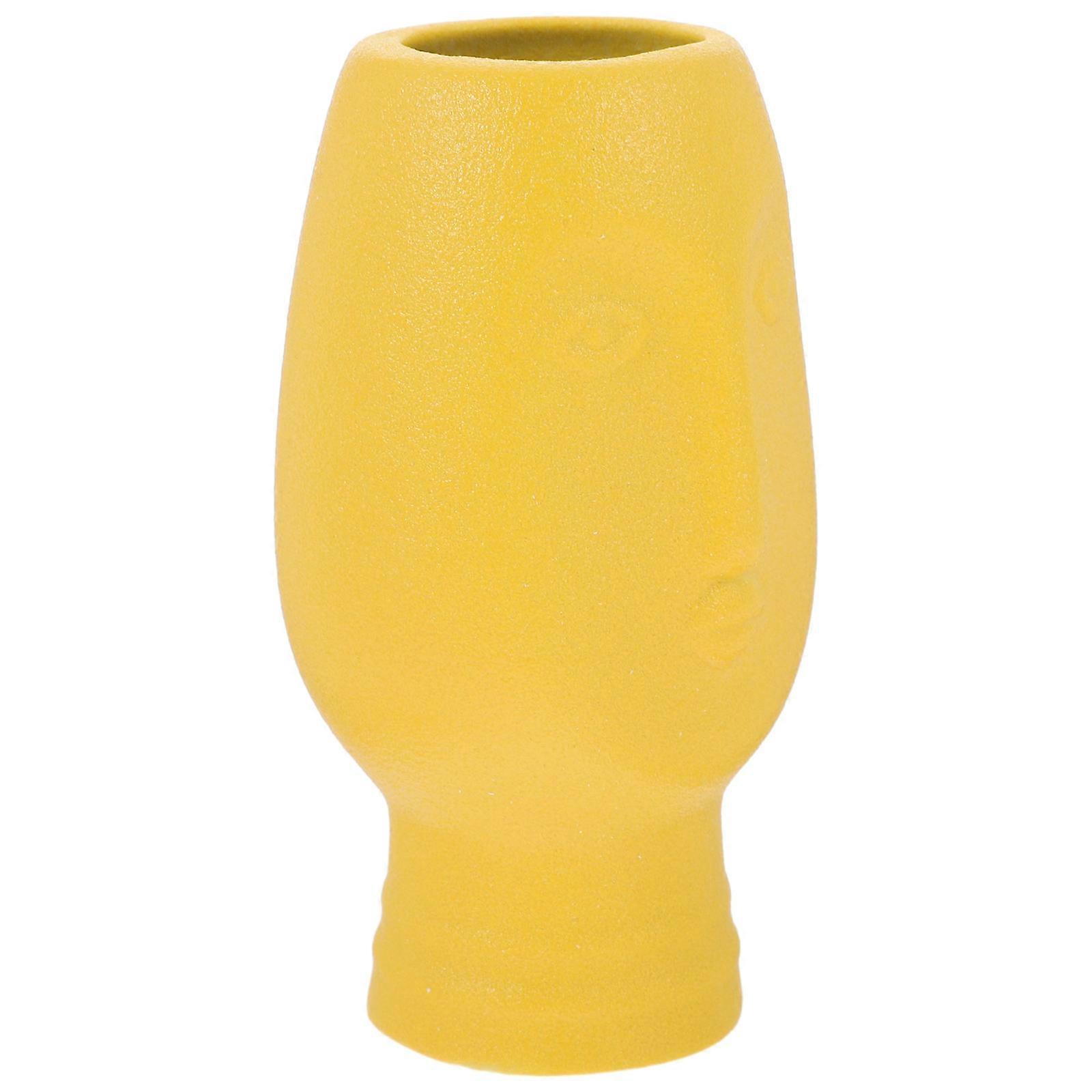 2Pcs Ceramic Vase Zen Style for Kitchen Use Yellow Desktop Flower Pot