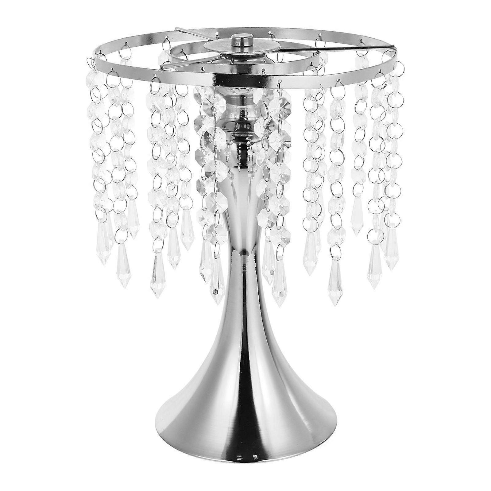 Wedding Candlestick Crystal Curtain Candleholder for Decor 2Pcs Stylish Silver