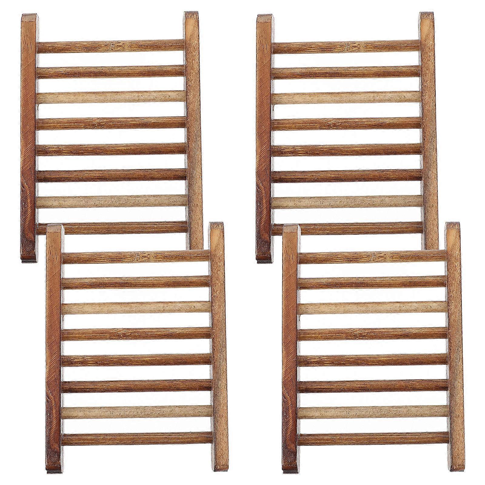 Rectangular Wood Soap Holder 16 Pcs Practical Soap Storage For Bathroom Brown Color Household Use