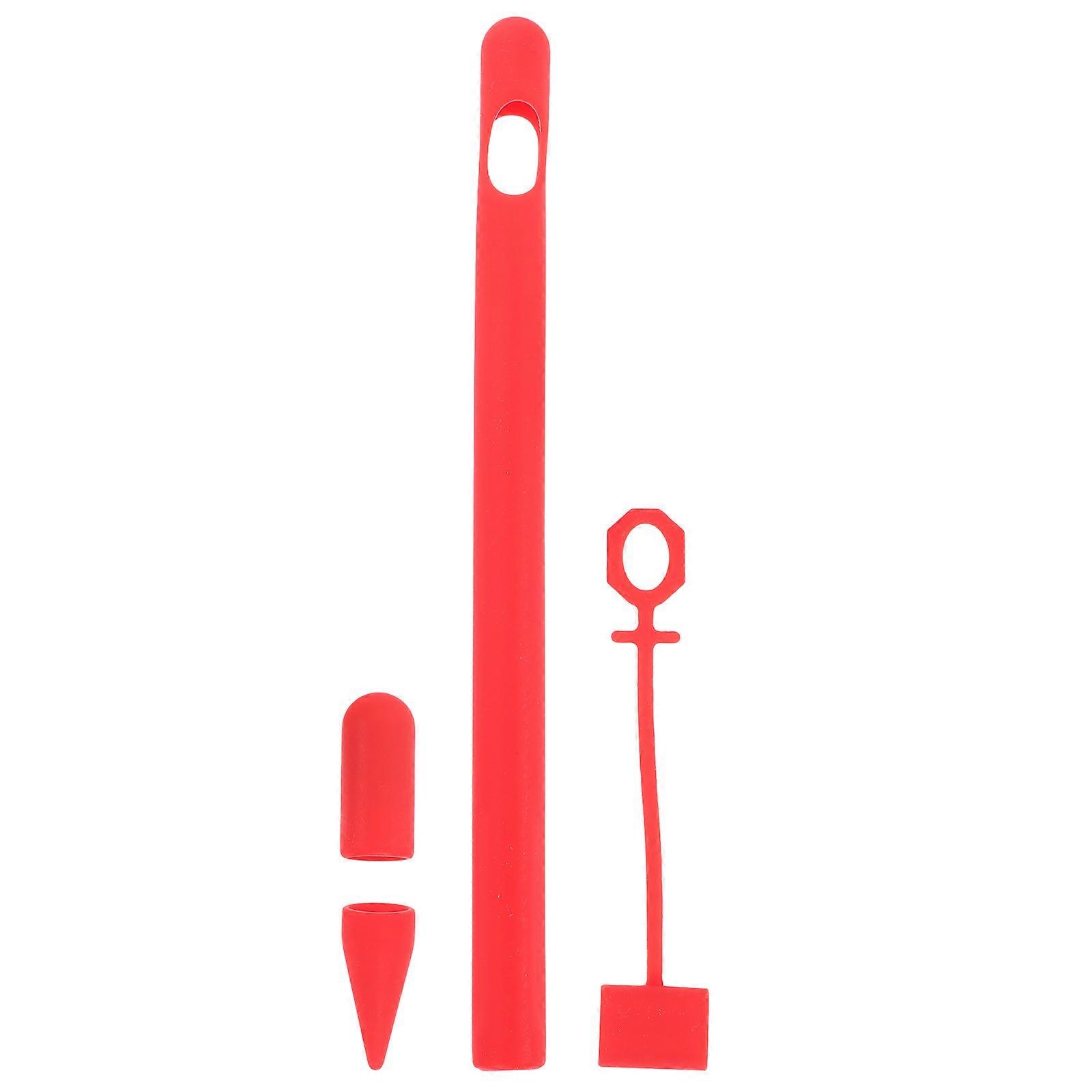 Protective Silicone Stylus Cover for Pencil 2Pcs Red Design