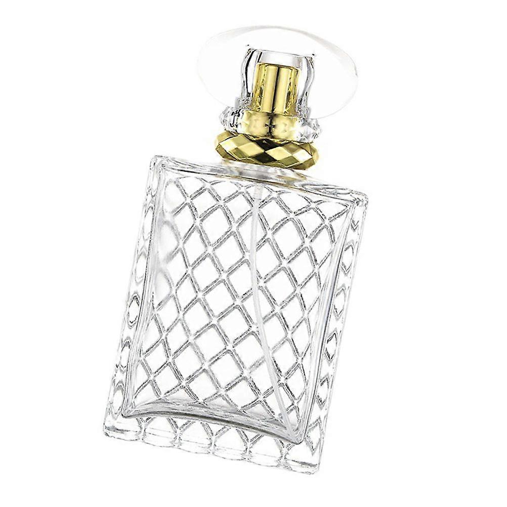 Golden Glass Perfume Bottle Square Shape for Refillable 3Pcs Collection