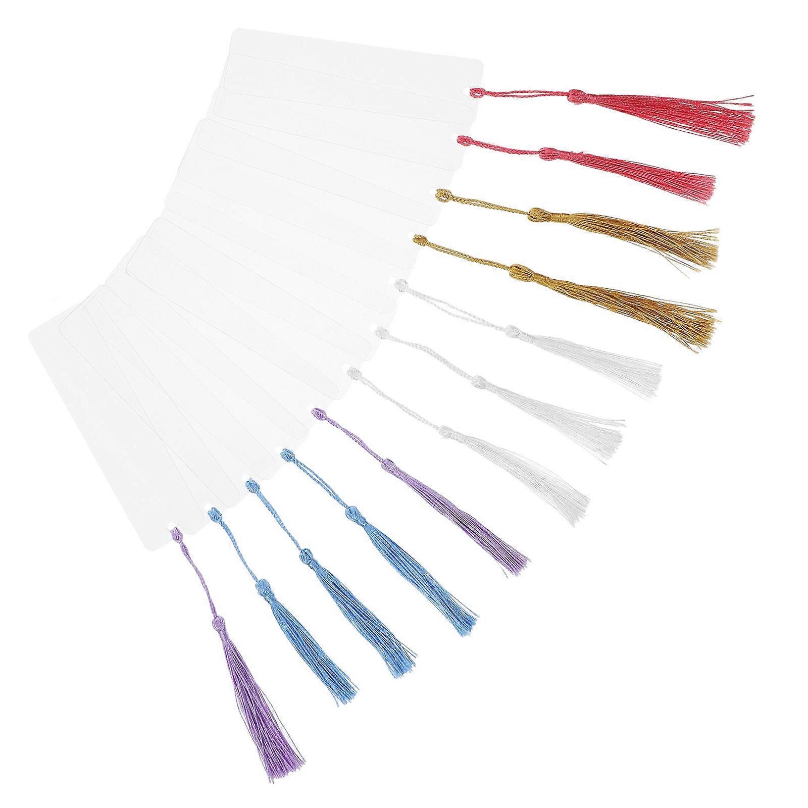 5Sets Transparent Acrylic Bookmark with Tassel for Reading Use