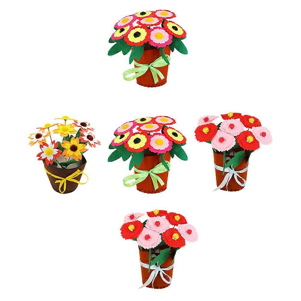 Kids Flower Art Craft Kit Nonwovens for DIY 5Sets Assorted Color Supply