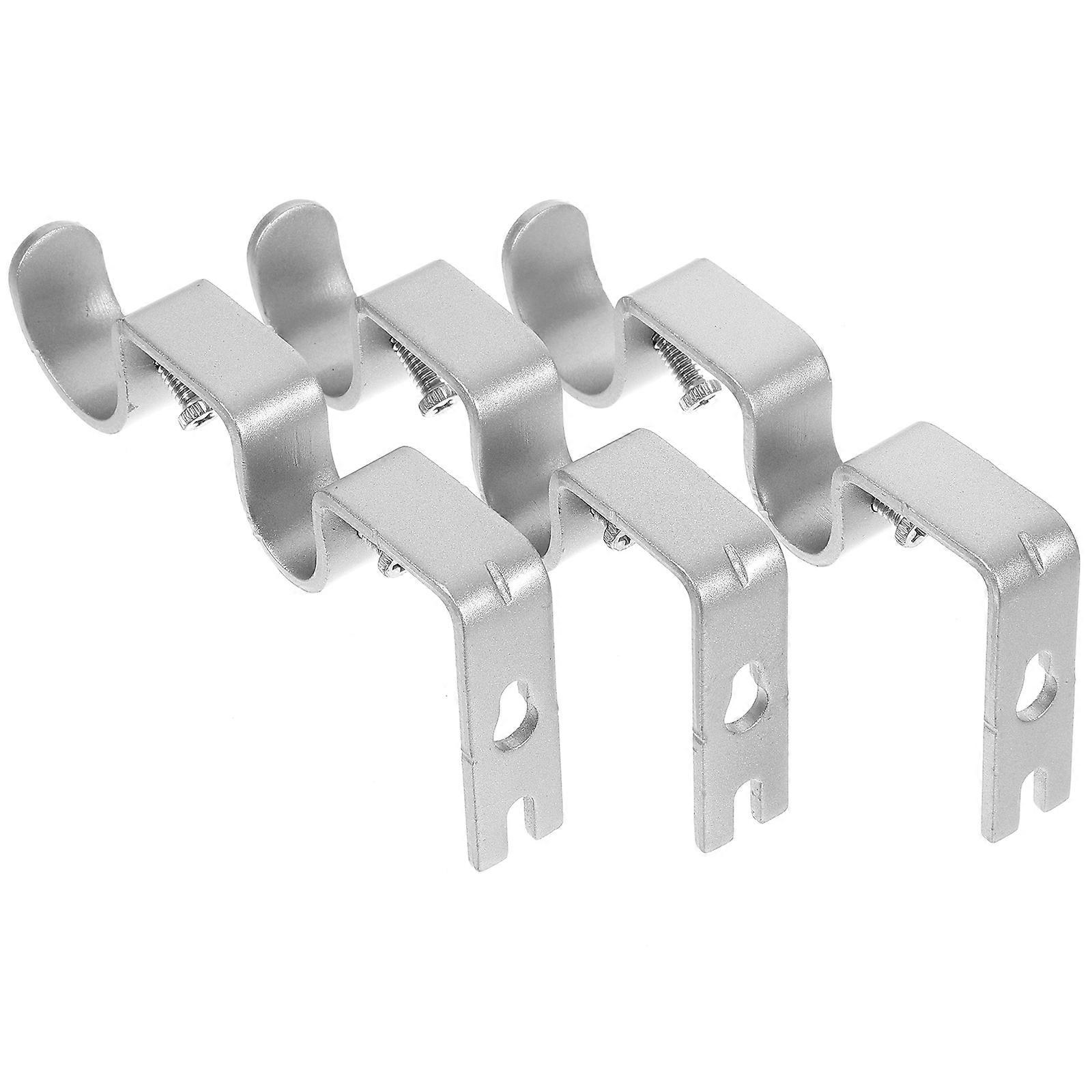 Curtain Rod Bracket Silver Double Rod Support for Home Decor 9Pcs