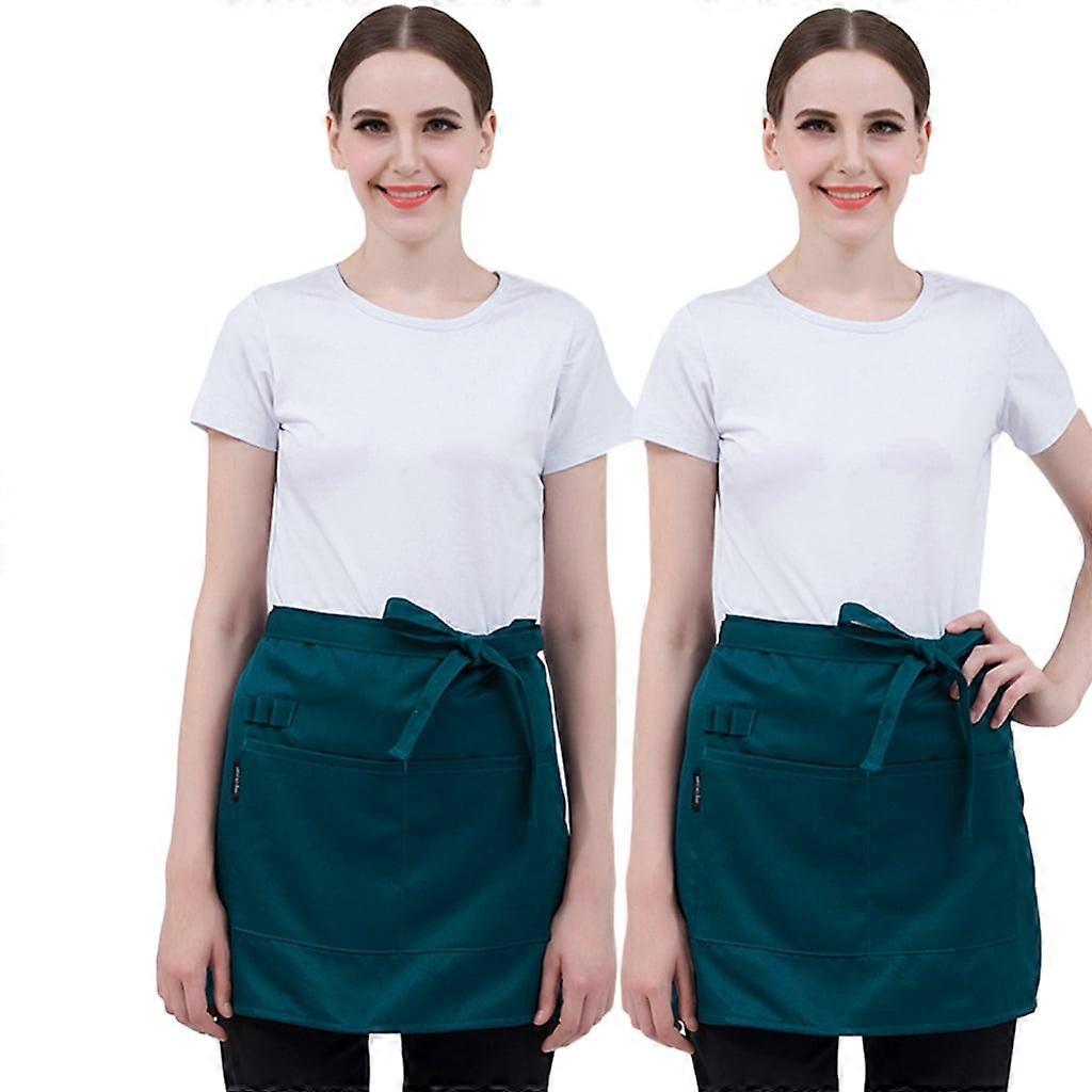 Shinycome Men Women Kitchen Restaurant Waist Apron Solid Color Half Short Apron Adjusted With Pockets Pen Loops for Server Waiter