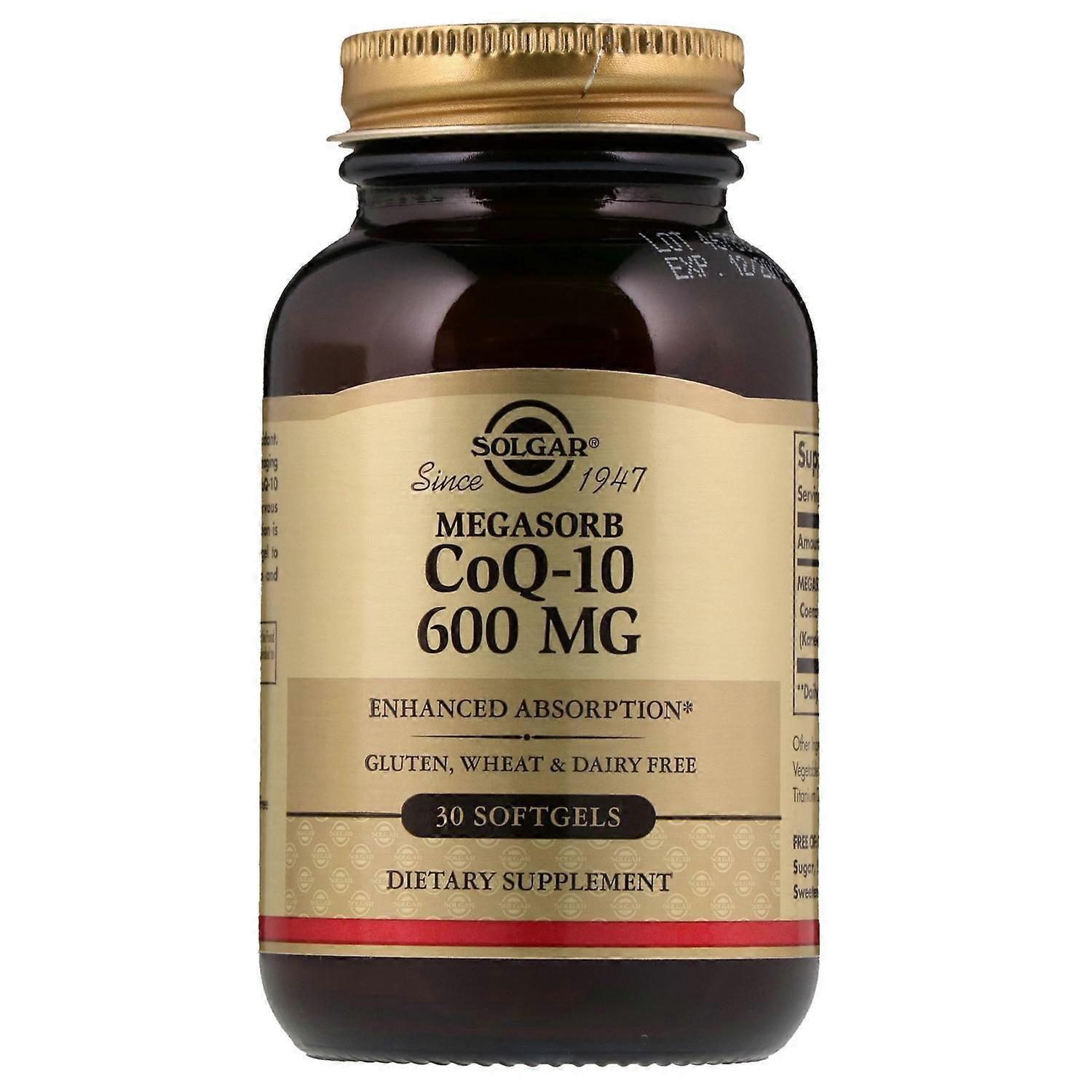 Solgar, CoQ-10 του Megasorb, 600 mg, 30 Μαλακές Κάψουλες