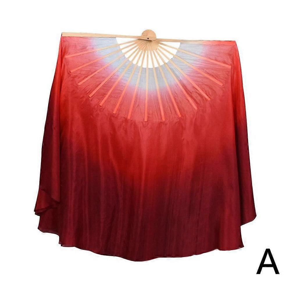 Elegant Shanghai Style Silk Dance Fan Double Sided Red Performance Art Home Decor