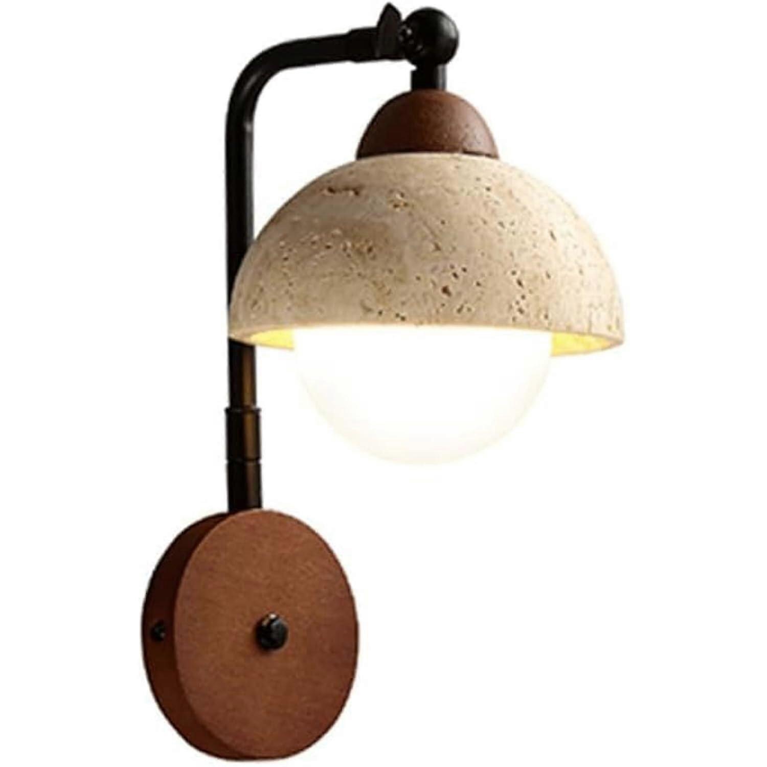 Japanese Wall Lamp Yellow Travertine G9 Light Source 7W, 3Tone Lighting, Retro Walnut Color Bedside Light