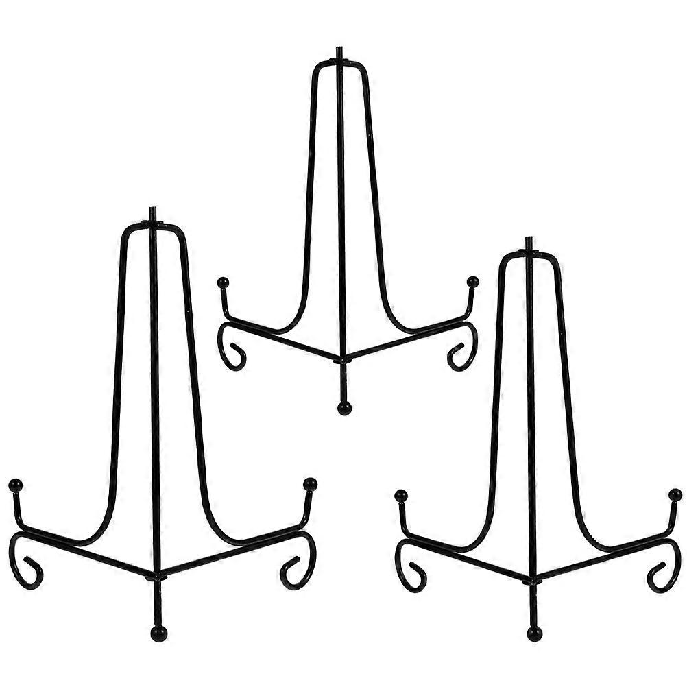 3Pcs Iron Frame Racks Artwork Showcase For Office Use 17X10CM Black Display Rack