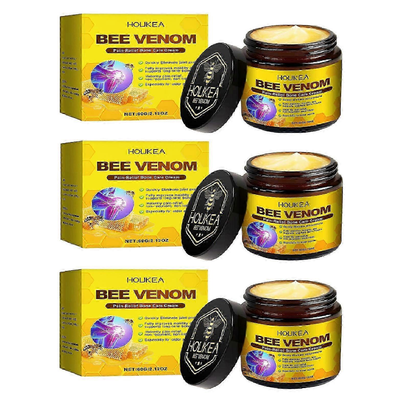 3 قطع كريم شفاء العظام من سم النحل ، جل تدليك لتخفيف الآلام لعلاج سم النحل للظهر والرقبة واليدين والركبتين والعمود الفقري القطني