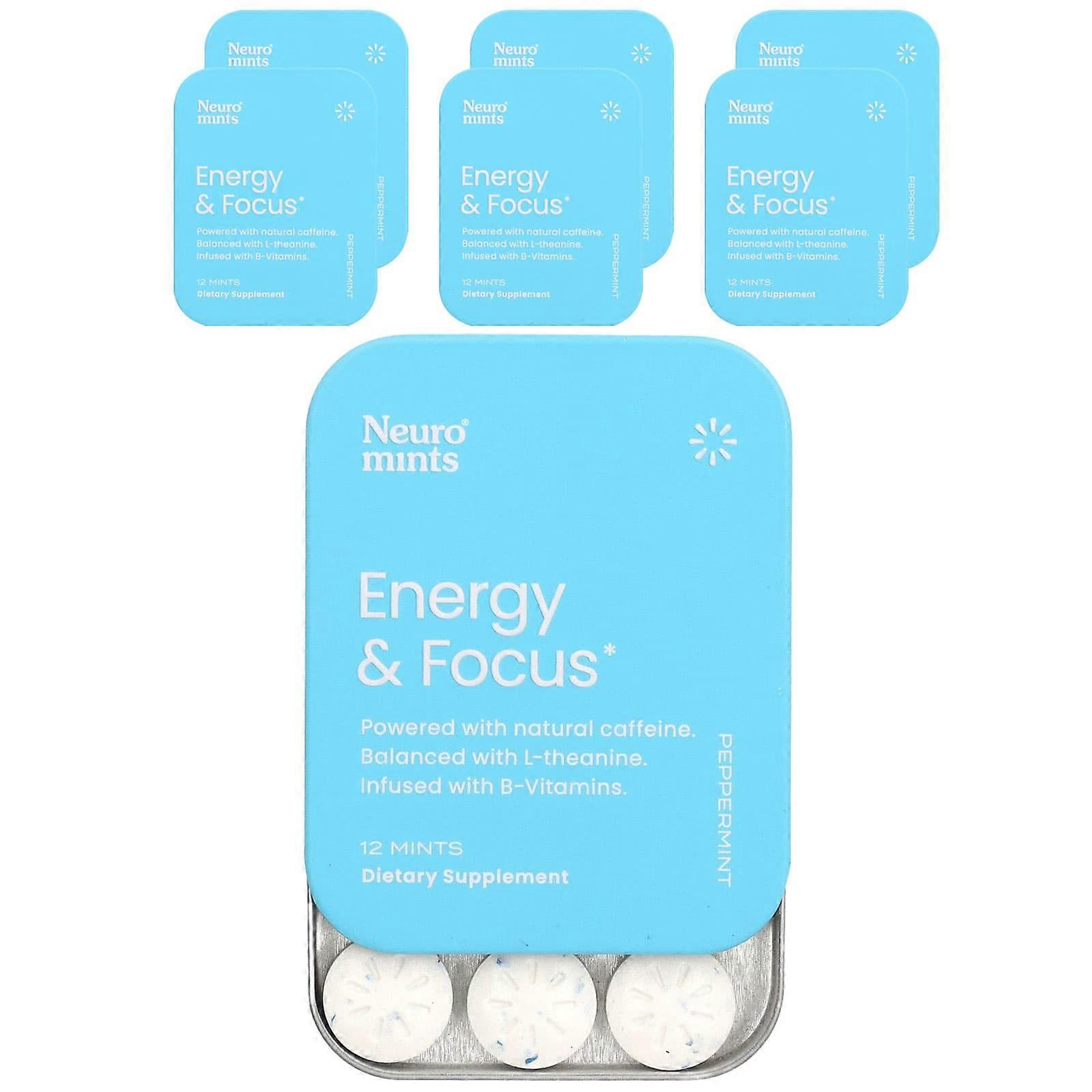 NeuroMints, Energy & Focus, Peppermint, 6 Pack, 12 Piece Each