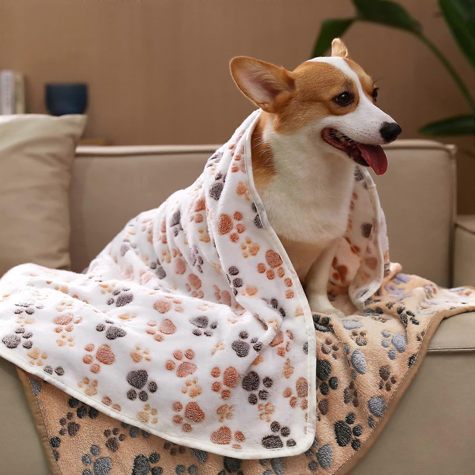 Pet Blanket with White Paw Print Pattern Flannel Blanket Soft and Fluffy Suitable for Dogs and Cats of Pet Blankets