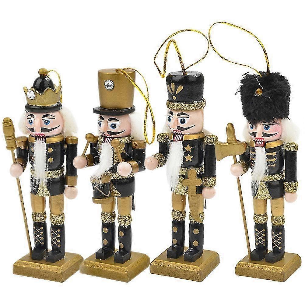 4pcs Christmas Nutcracker Figures Wooden Nutcracker Ornaments Xmas Nutcracker Pendant
