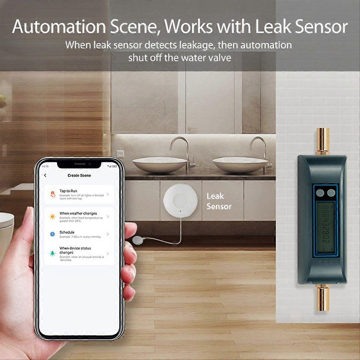 Tuya WiFi Water Valve Water Meter Shut On/Off Remote Control EU Plug