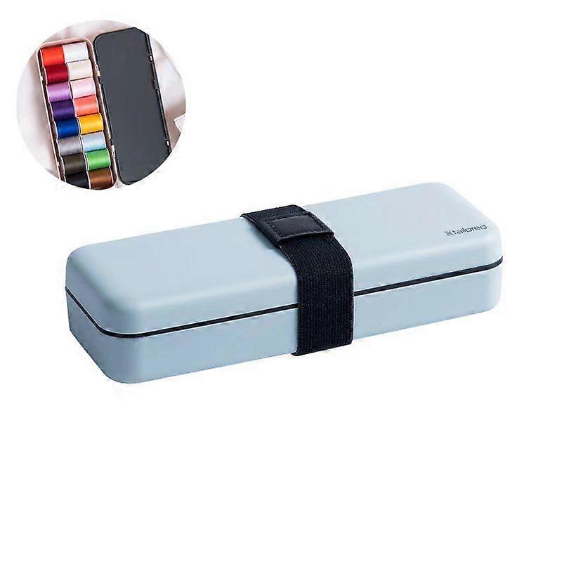 Universal Sewing Box, Sewing Kit, Sewing Thread Spools, All Purpose Embroidery Threads on Rolls and Spools in Double Layer Plastic Box Dark Blue