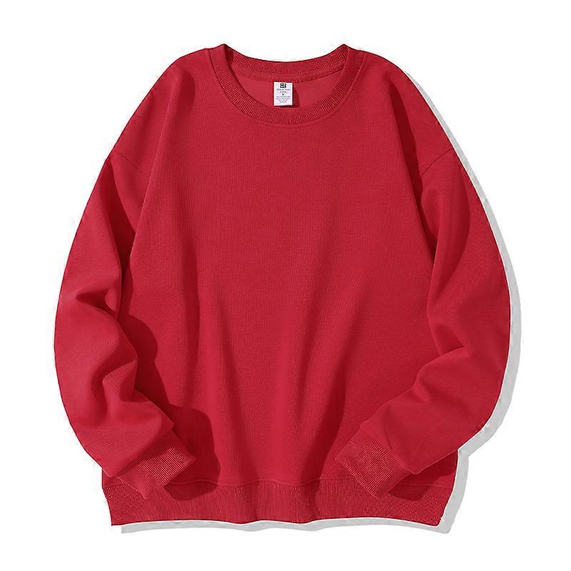 Men's 420G Heavyweight Sweatshirt - Autumn/Winter, Crew Neck, 100% Cotton, Loose Fit, Long Sleeve, Solid Color, Casual Sporty, Plus Size, Thickened Ba