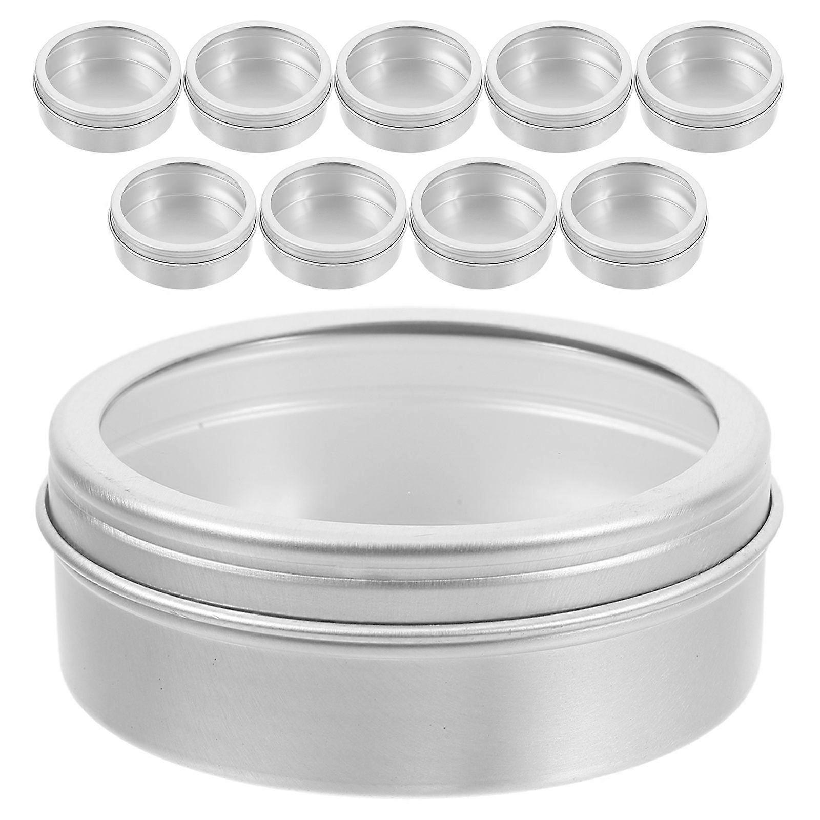 10 Pcs Empty Tins With Lids Tea Tins Coffee Bean Cans Round Sugar Container