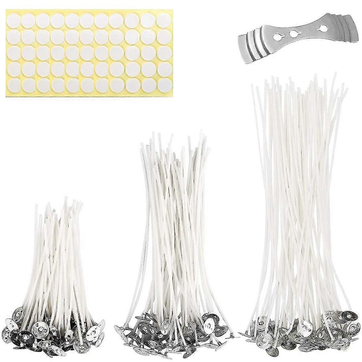 Camelize Candle Wick 100 kpl kynttilänsydämet jalkatarralla ja keskilaitteella kynttilänvalmistukseen, tölkki