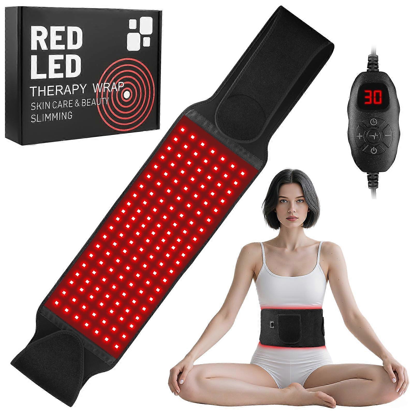 Red Light Belt With 140 LEDs, 660/850 Nm, Timer, 5 Brightness Levels, For Waist Back Shoulders Elbows Wrists Thighs