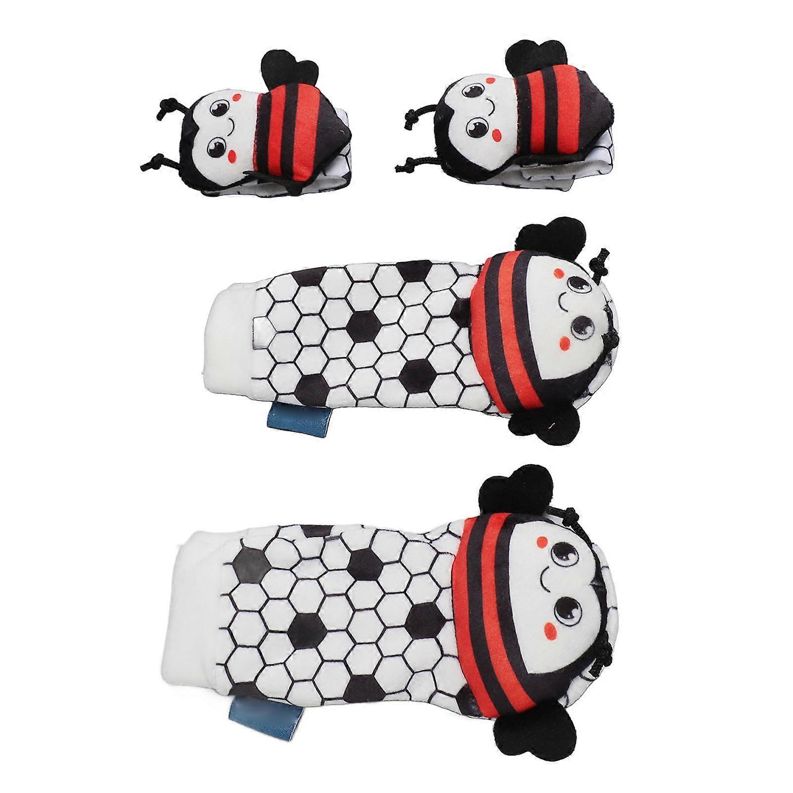 Infant Rattle Socks Toys Soft Multifunctional Elastic Wrist Rattle Foot Finder Socks Set for Baby Bee Type 