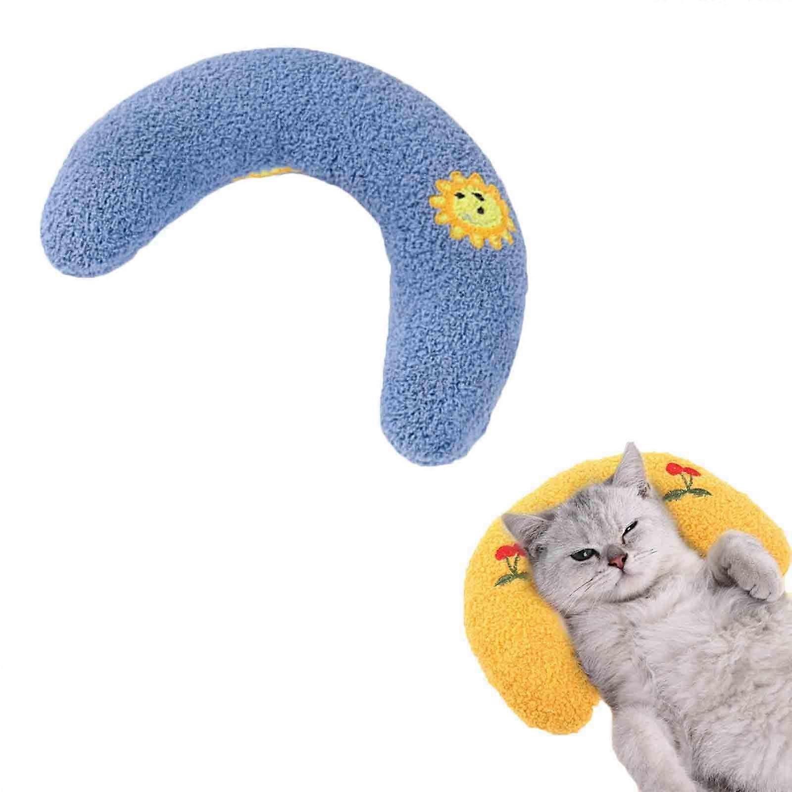 WJSXC Pet Dog Pillow Protects Cervical Deep Sleep U-shaped Pillow Blue