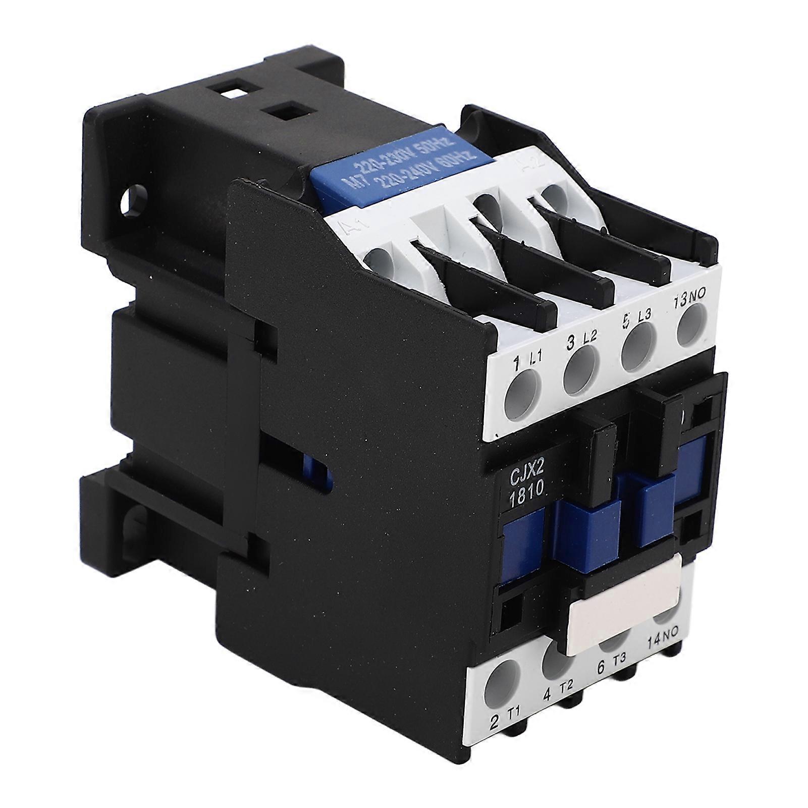 AC Contactor 3 Pole Normally Open Silver Contact Low Voltage Contactor 18A 35mm Rail Mount